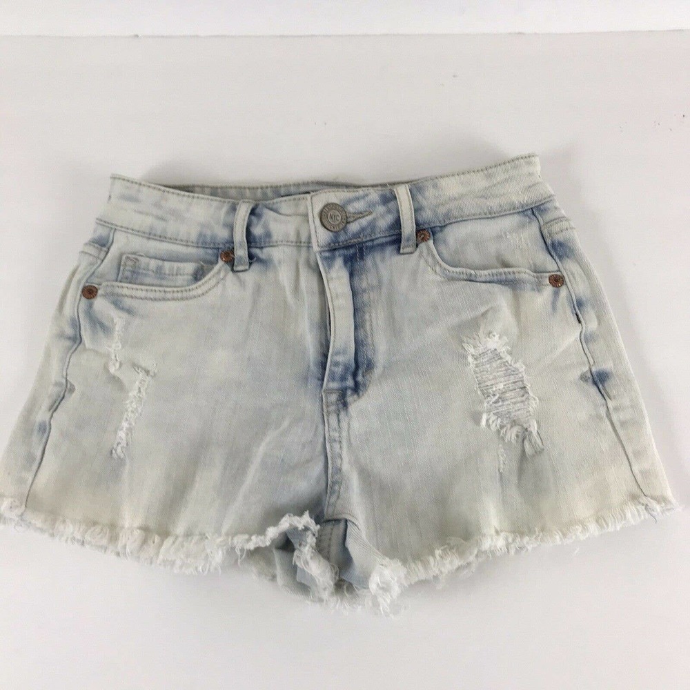 Aeropostale High Waist Shorty Distress Frayed Jean Shorts